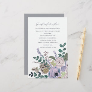 Bohemian grey & lavender Flowers Guest Information