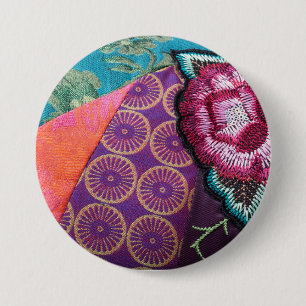 Bohemian gypsy Rose colourful tapestry 3 Inch Round Button