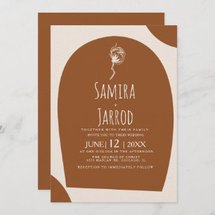 Bohemian Hand Drawn Natural Arch Botanical Wedding Invitation