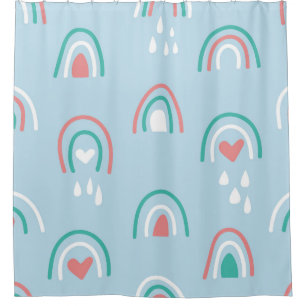 Bohemian hand drawn seamless pattern with rainbow 
