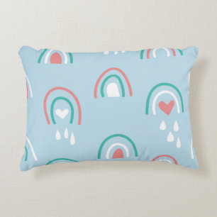 Bohemian hand drawn seamless pattern with rainbow accent pillow
