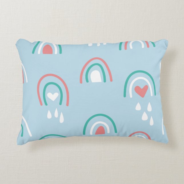 Bohemian hand drawn seamless pattern with rainbow  accent pillow (Front)