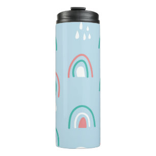 Bohemian hand drawn seamless pattern with rainbow  thermal tumbler