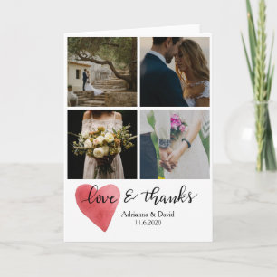 Bohemian Heart Four Photos Wedding Love & Thanks Thank You Card