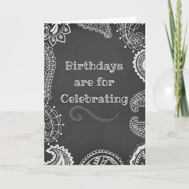 Bohemian Henna Chalkboard Birthday Card (Front)