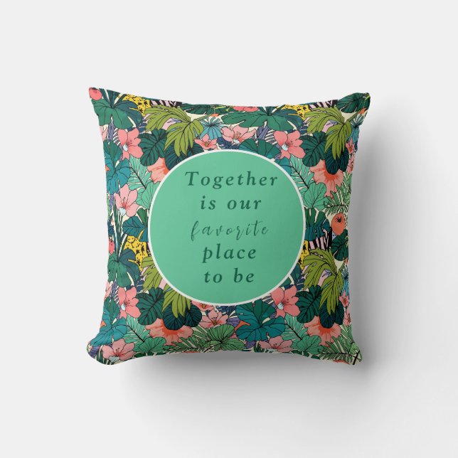 Bohemian Hibiscus Wedding Throw Pillow (Front)