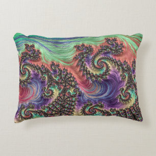 Bohemian Hippie Colourful Jewel Tone Fractal Art Accent Pillow