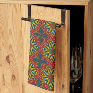 Bohemian Hippie Red Blue Yellow Cool Ethnic Tribal Kitchen Towel