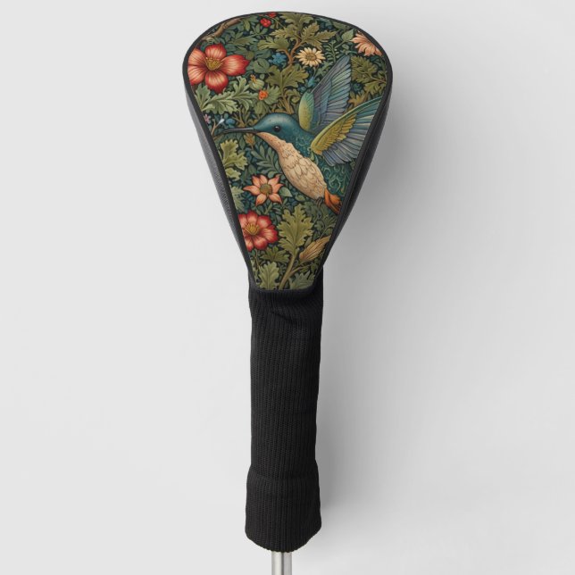 Bohemian hummingbird art boho chic botanical golf head cover (Front)