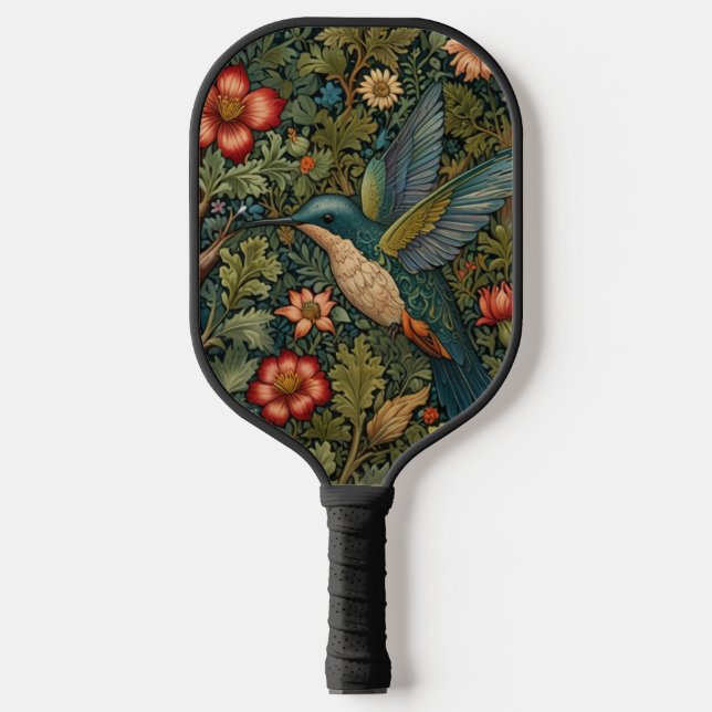Bohemian hummingbird art boho chic botanical pickleball paddle (Front)
