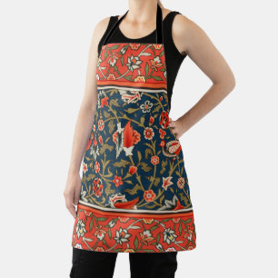 Bohemian Indo-Persian Floral Pattern Vintage Red  Apron