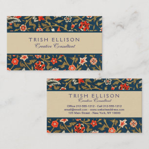 Bohemian Indo-Persian Floral Pattern Vintage Red  Business Card