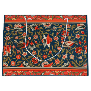 Bohemian Indo-Persian Floral Pattern Vintage Red Large Gift Bag