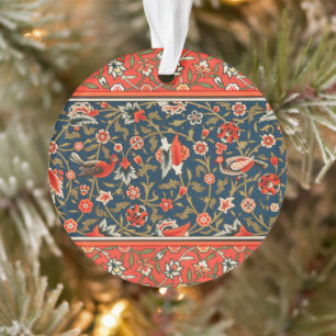 Bohemian Indo-Persian Floral Pattern Vintage Red  Ornament