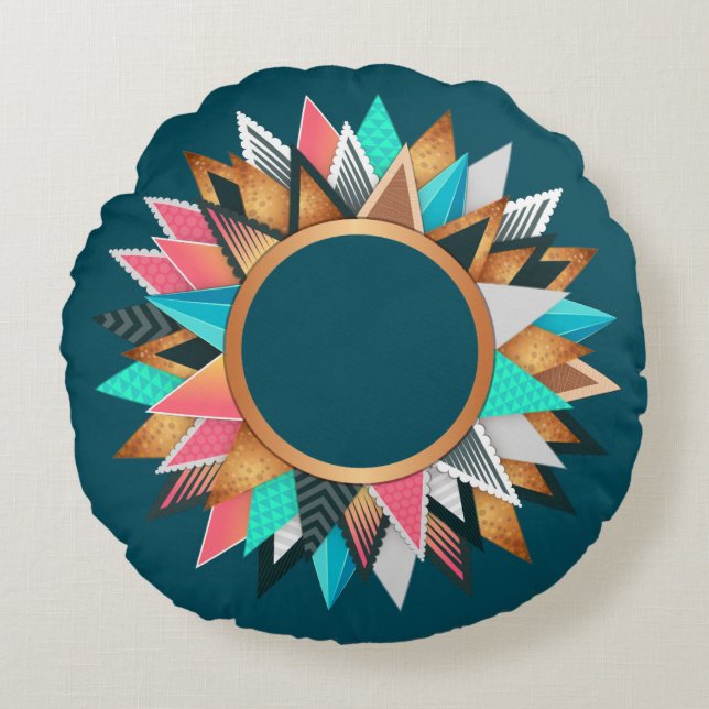 Bohemian-Inspired Round Throw Pillow (Front)