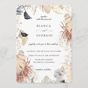 Bohemian Jungle Foliage Frame Wedding Invitation