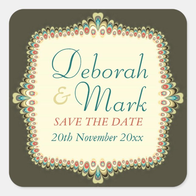 Bohemian Lace Save the Date Sticker (Front)