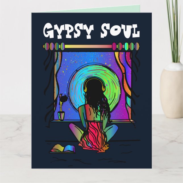 BOHEMIAN LADY GYPSY SOUL ANNIVERSAIRE GRANDE CARTE (Devant)