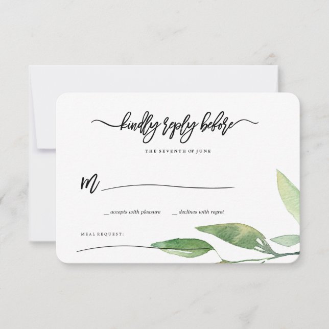 Bohemian Leaves RSVP Card (Front)