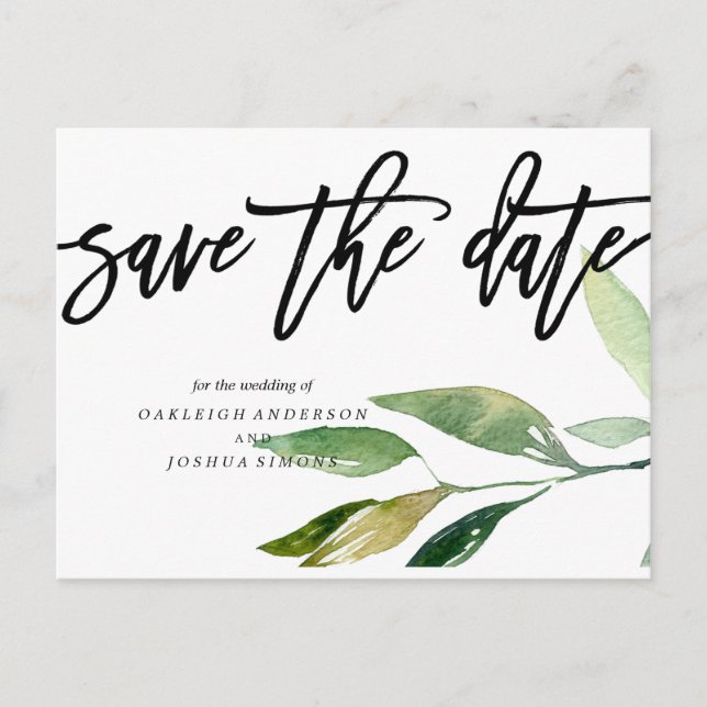 Bohemian Leaves Save the Date Photo Postcard (Front)