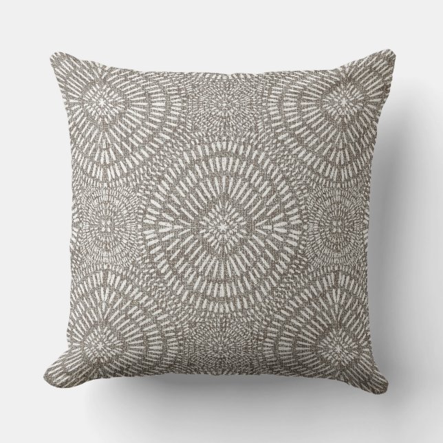 Bohemian light taupe pattern throw pillow (Front)