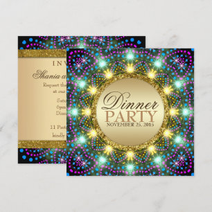 Bohemian Lights Gold Sparkle Colours Invitation