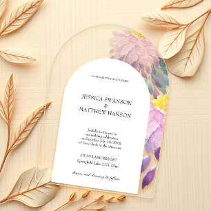 Bohemian Lilac Floral Watercolor Wedding Acrylic Invitations