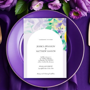 Bohemian Lilac Green Watercolor Floral Wedding Invitation