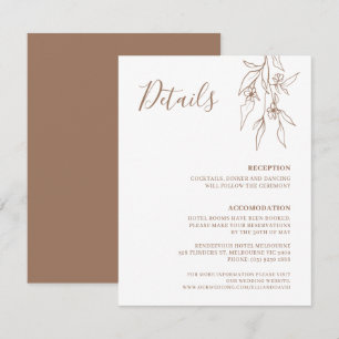 Bohemian Linear Wildflower Wedding Details Card