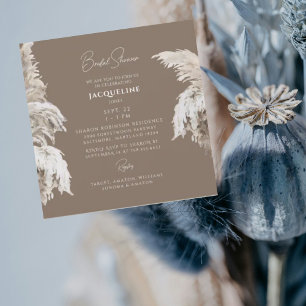 Bohemian Lush Boho Brown Square Bridal Shower Invitation