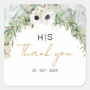 Bohemian Lush Greenery Arch Summer Garden gold Square Sticker