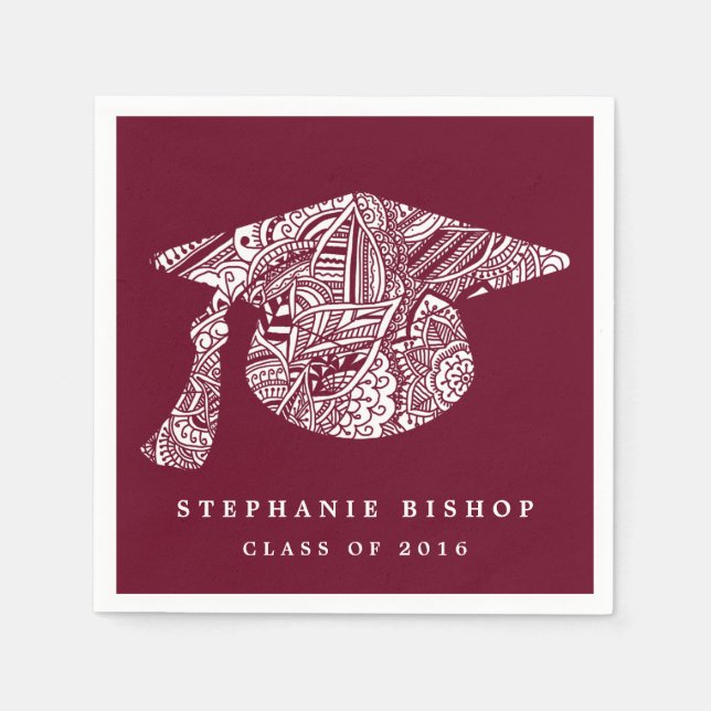Bohemian Mandala Pattern Graduation Hat Napkin (Front)