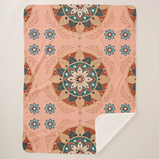 Bohemian Mandala Sherpa Blanket (Front)