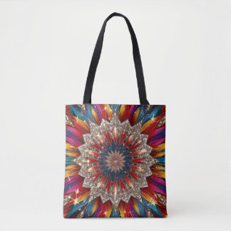 Bohemian Mandala Tote Bag – Vibrant Red and Gold