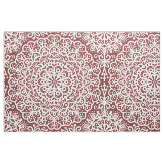 Bohemian Mandala White Lace on Burgundy Jewel Tone Fabric