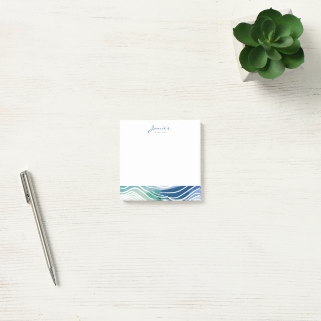 Bohemian Marine Blue & Teal Waves Post-it Notes (Office)