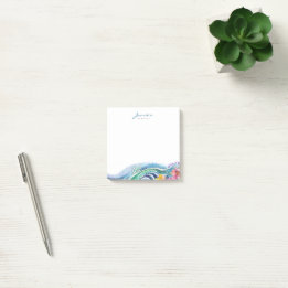 Bohemian Marine Blue & Turquoise Waves Post-it Notes