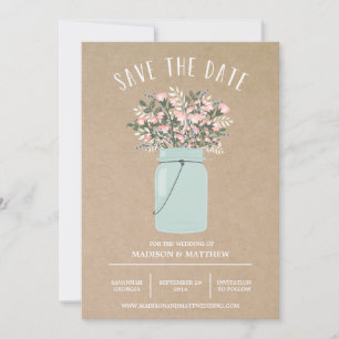 Bohemian Mason Jar   Save the Date Announcement