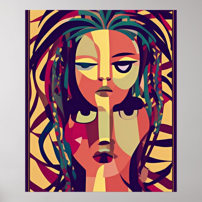 Bohemian Medusa, abstract modern portrait Poster (Front)