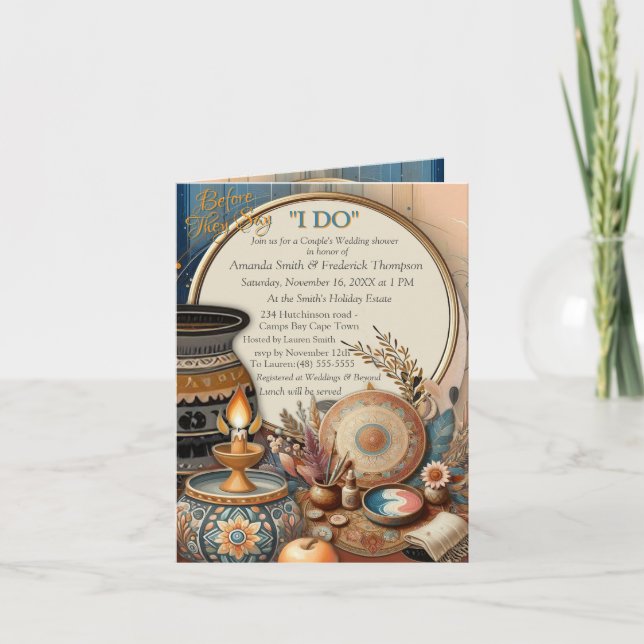 Bohemian mix of colours and decor theme invitation (Front)