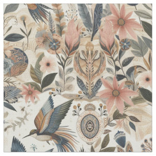 Bohemian mix of colours and flower theme fabric