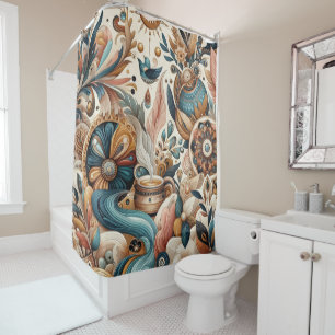 Bohemian mix of teal, magenta,purple flowers