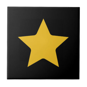 Bohemian Modern Boho Yellow Gold Star Black Tile