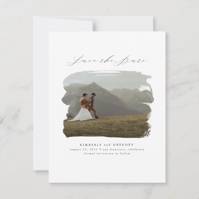 Bohemian Modern Minimalist Save the Date Photo (Front)