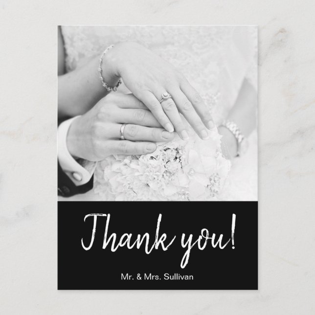 Bohemian Modern Photograph Black Thank you Postcard (Front)