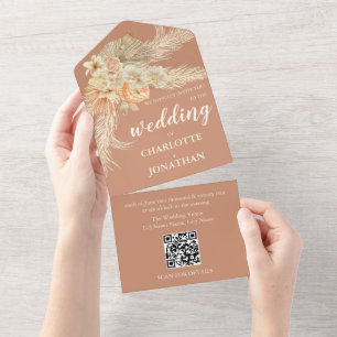 Bohemian Modern Terracotta Wedding All In One Invi Invitation