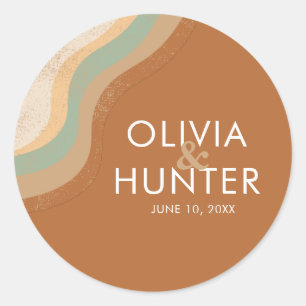 Bohemian Modern Terracotta Wedding Classic Round Sticker