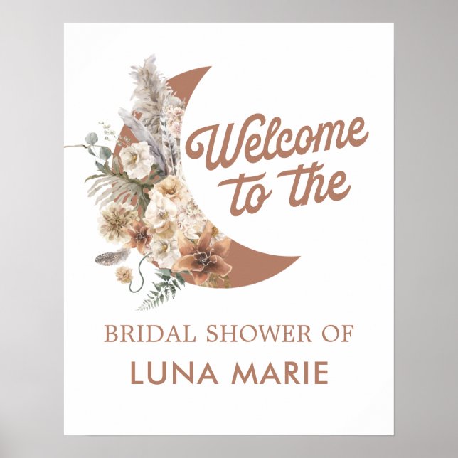 Bohemian Moon Bridal Shower Welcome Poster (Front)
