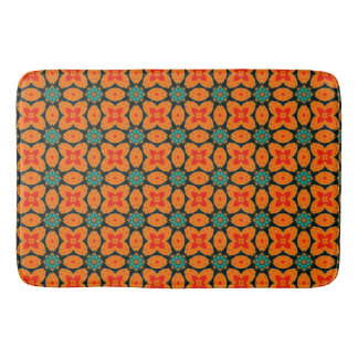 Bohemian Moroccan Geometric Floral Pattern Bath Mat