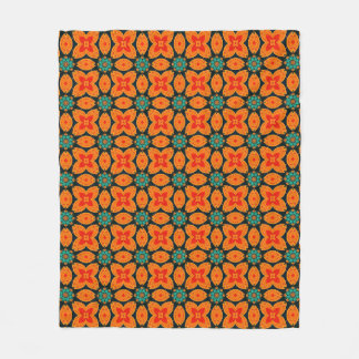 Bohemian Moroccan Geometric Floral Pattern Fleece Blanket